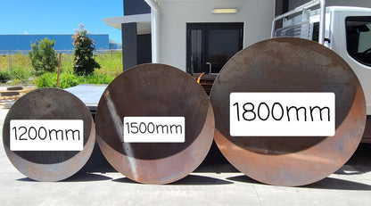 1200mm fire pit,1500mm pit and a 1800mm firepit! the biggest you can get!